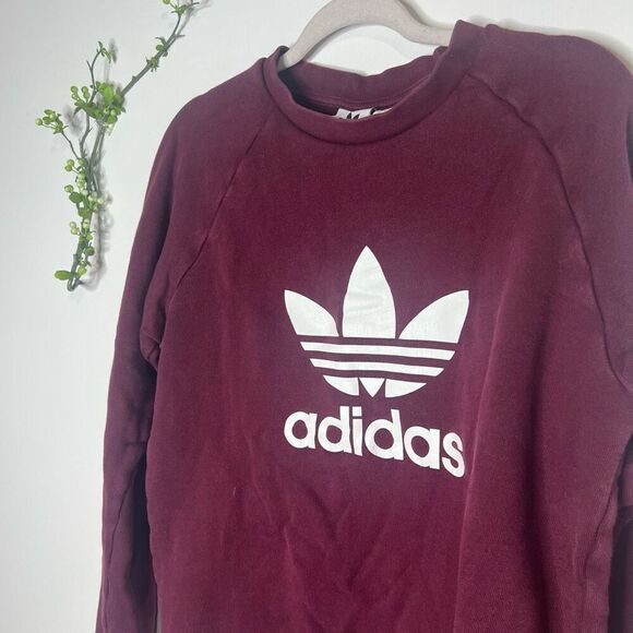 Adidas Burgundy Tunic Length Pullover Sweatshirt - Picture 2 of 9
